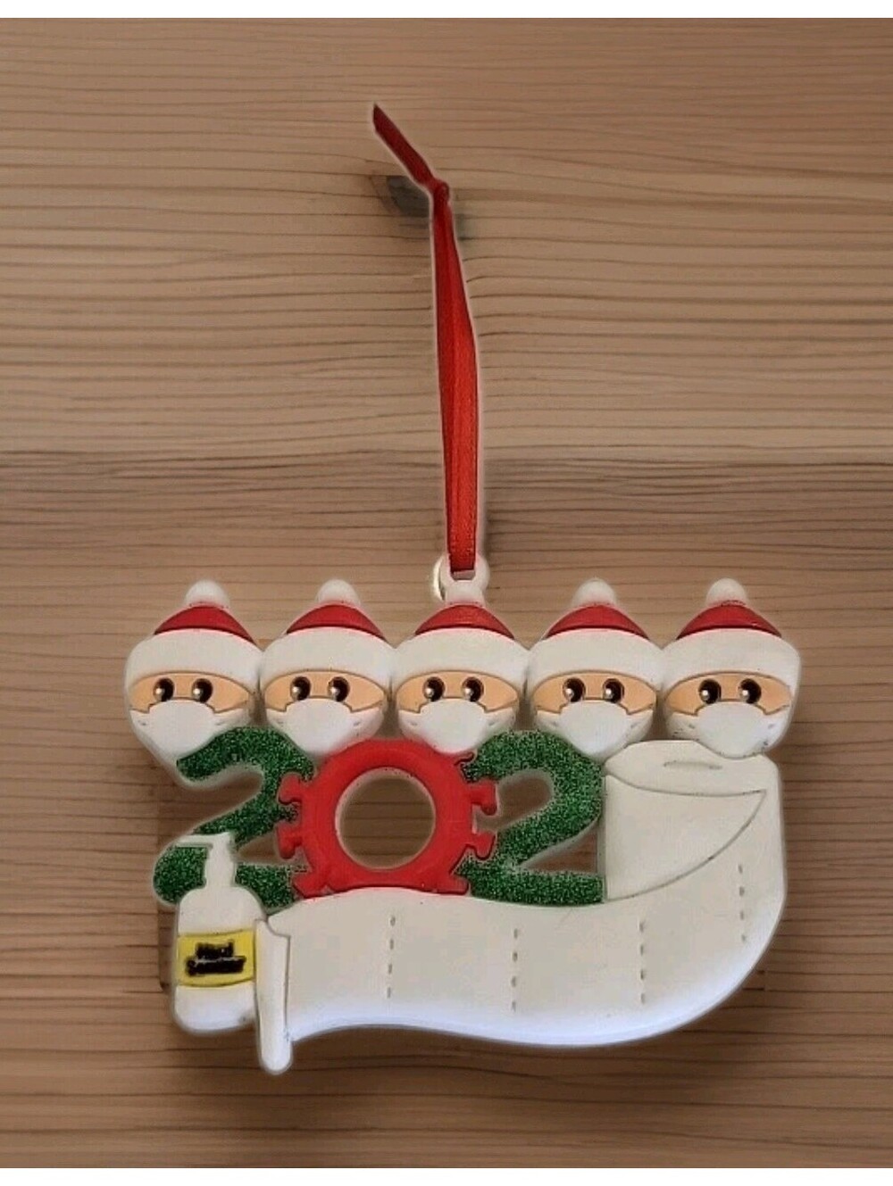 Christmas Ornament Family Mask-Up 2020 Personalizable Ornament 5 People A62